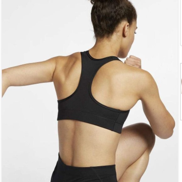 NIKE PRO Black Swoosh Dri-Fit Racerback Sports Bra sz S Small - Picture 4 of 7